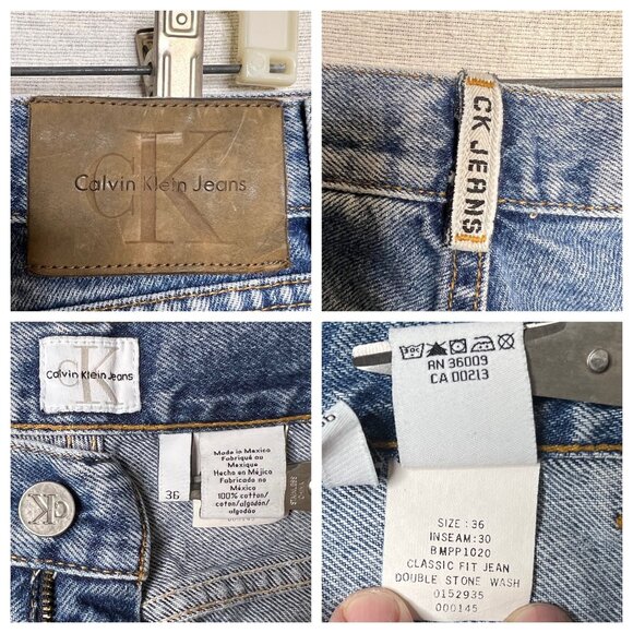 Calvin Klein Mens Classic Fit 100% Cotton Jeans Size 36 Double Stone Wash Denim - Picture 10 of 16
